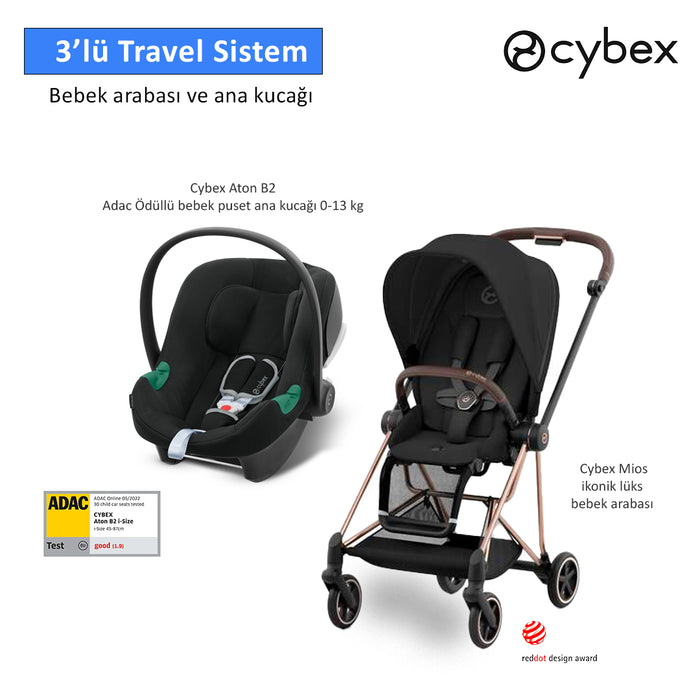 <u>3 lü travel sistem indirimi </u><br>Cybex Mios +<br> Cybex Aton B2 isize +<br> Cybex Mios Adaptör