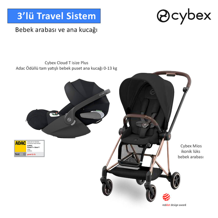 <u>3 lü travel sistem indirimi </u><br>Cybex Mios +<br> Cybex Cloud T isize PLUS +<br> Cybex Mios Adaptör