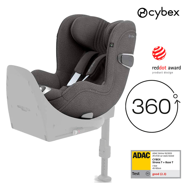 (15 Ekim teslim) <br> Sirona T isize PLUS (terletmeyen özel kumaş) (mirage grey)<br> (360 derece dönen Adac lı isofix bebek oto koltuğu 0-18 kg)