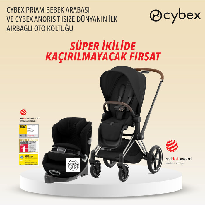 <u>Kaçırmayın! Süper ikilide 55.800 tl indirim! </u><br>Cybex Priam Chrome Brown (sephia black)<br>+ Cybex Anoris T isize (deep black)