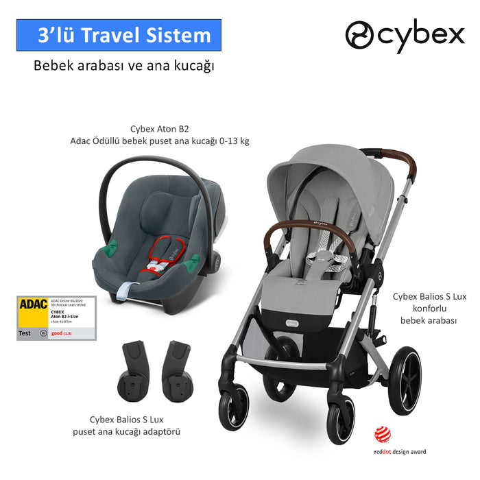 <u>3 lü travel sistem indirimi </u><br>Cybex Balios S Lux +<br> Cybex Aton B2 isize +<br> Cybex Balios Adaptör