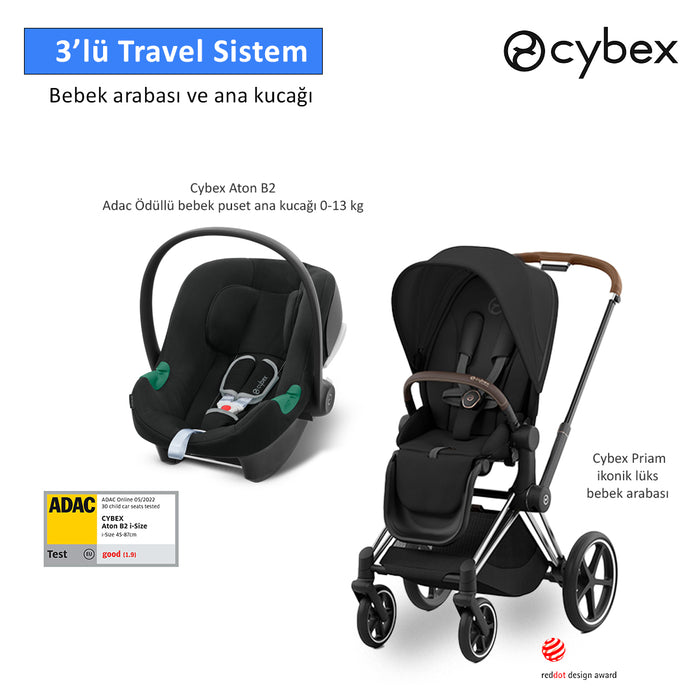<u>3 lü travel sistem indirimi </u><br>Cybex Priam +<br> Cybex Aton B2 isize+<br> Cybex Priam Adaptör