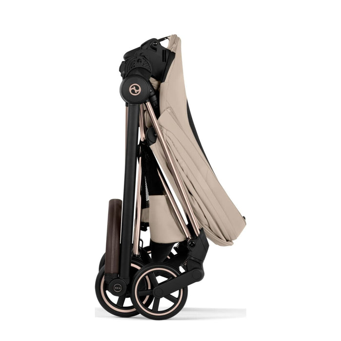 Cybex Mios Rosegold Cozy Beige — katlanmış, kendi başına ayakta