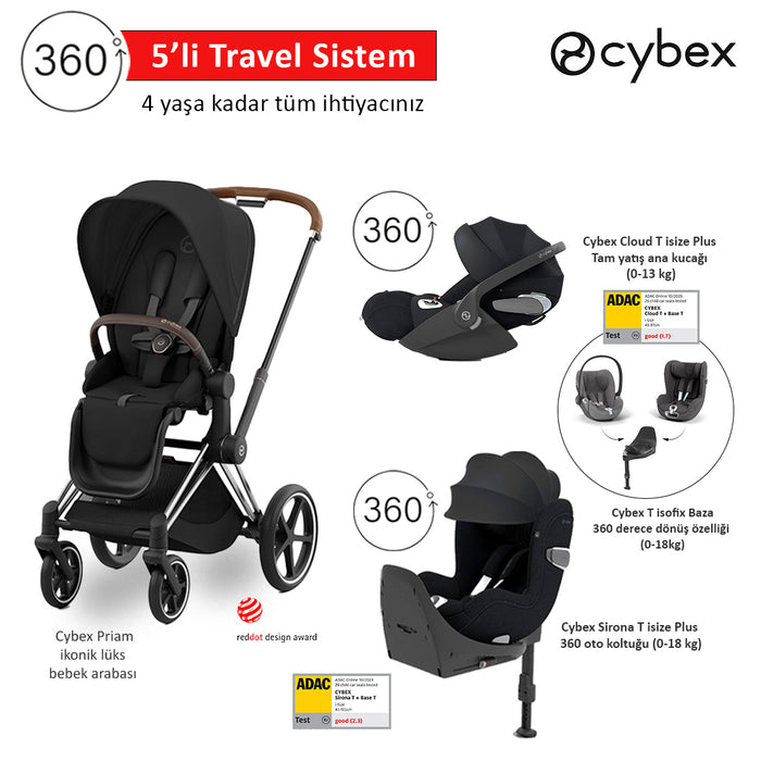 <u>5 li travel sistem indirimi </u><br>Cybex Priam +<br> Cybex Cloud T 360 isize PLUS +<br>Cybex Sirona T 360 isize PLUS + <br>Cybex T isofix Baza+<br> Cybex Priam Adaptör