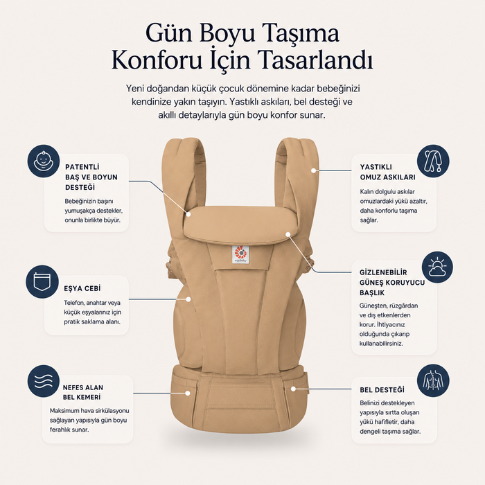 Ergobaby bebek taşıyıcı - Omni Deluxe Coton (camel)