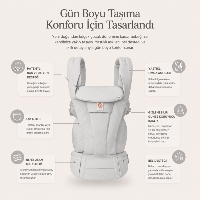 Ergobaby bebek taşıyıcı - Omni Deluxe Coton (pearl grey)