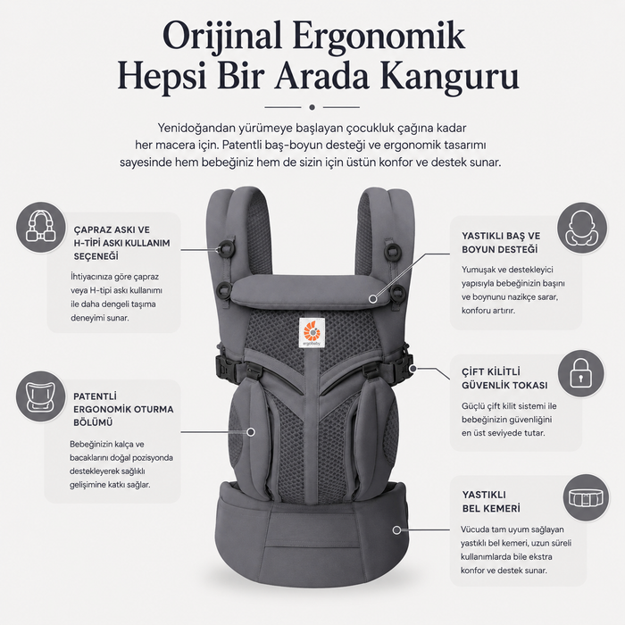 Ergobaby bebek taşıyıcı - Omni Classic Mesh (charcoal grey)