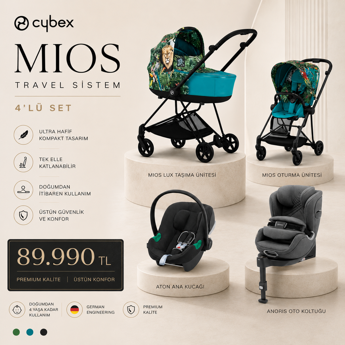 Cybex Mios Aton Anoris avantajlı travel sistem