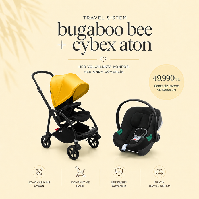 Bugaboo Bee Yellow & Cybex Aton travel sistem