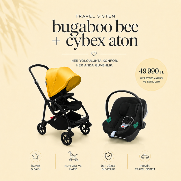 Bugaboo Bee Yellow & Cybex Aton travel sistem