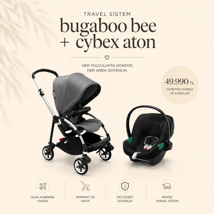 Bugaboo Bee Grey & Cybex Aton travel sistem