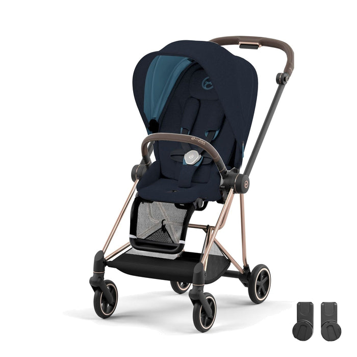 Cybex Mios Rosegold Midnight Blue bebek arabası — adaptör dahil