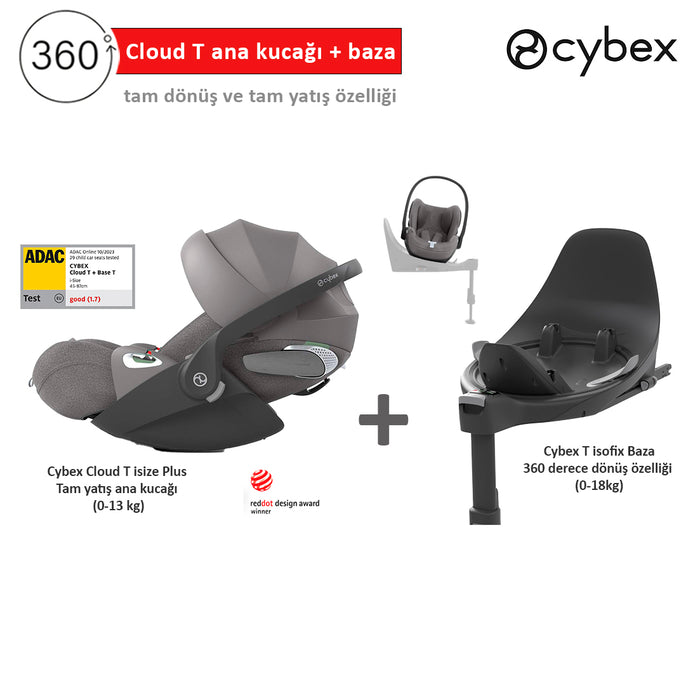 (1 aralık teslim) <br> Cybex Cloud T isize ve T baza <br>(Adac ödüllü tam yatışlı <br>360 derece dönüşlü<br> puset ana kucağı 0-13 kg)