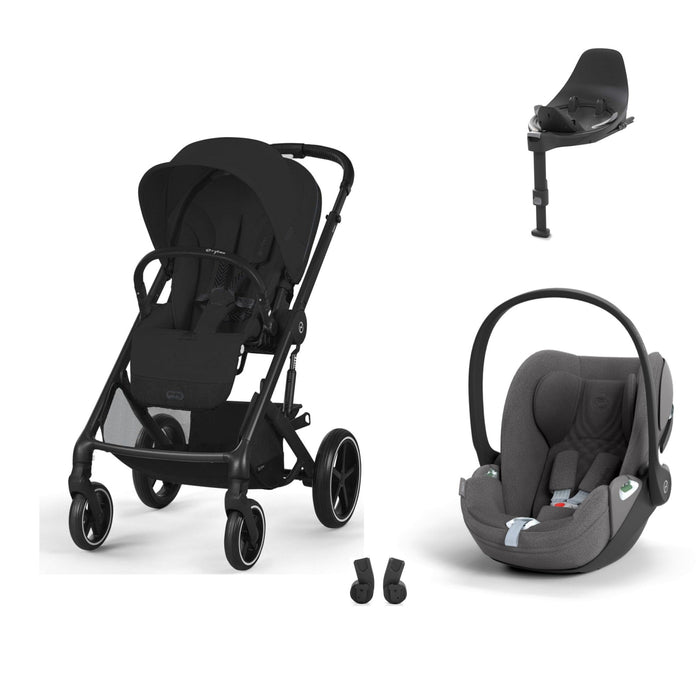 Cybex Balios S Lux Black Moon Black, Cloud T i-Size Plus Mirage Grey (Base T bazalı) ve adaptör — travel sistem