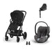 Cybex Balios S Lux Black Moon Black, Cloud T i-Size Plus Mirage Grey (Base T bazalı) ve adaptör — travel sistem