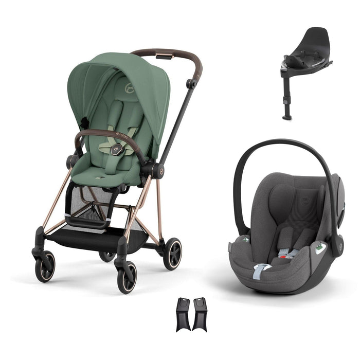 Cybex Mios Travel Sistem | Rosegold Leaf Green & Cloud T Plus Bazalı Mirage Grey — adaptör dahil