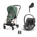 Cybex Mios Travel Sistem | Rosegold Leaf Green & Cloud T Plus Bazalı Mirage Grey — adaptör dahil
