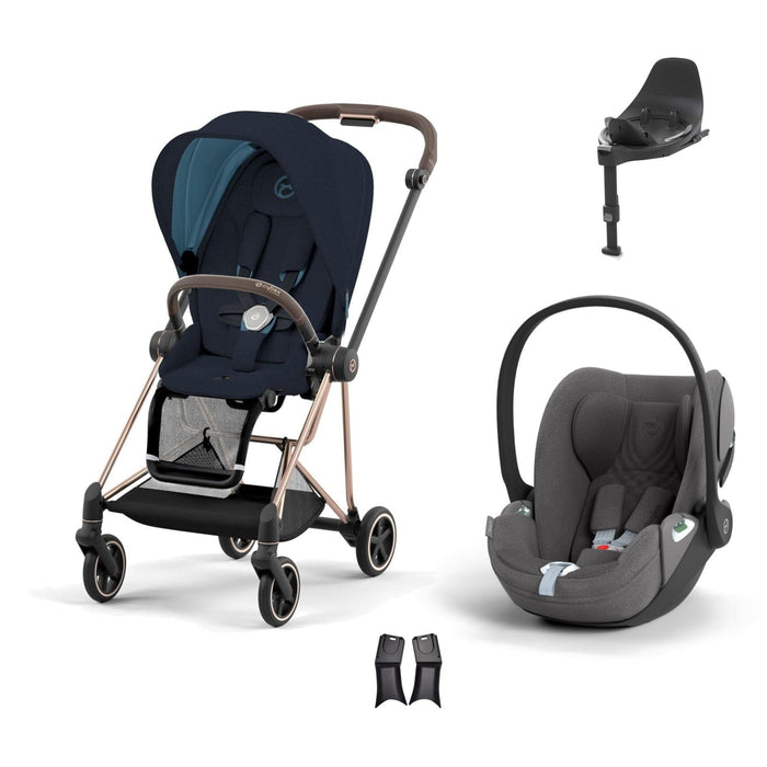 Cybex Mios Travel Sistem | Rosegold Midnight Blue & Cloud T Plus Bazalı Mirage Grey — adaptör dahil