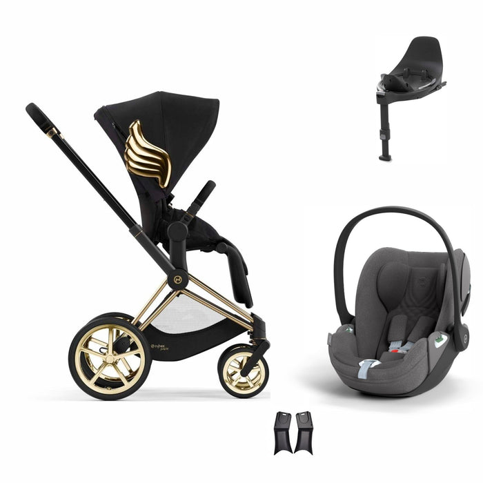 Cybex Priam Travel Sistem | Jeremy Scott Wings & Cloud T Plus Bazalı Mirage Grey — adaptör dahil
