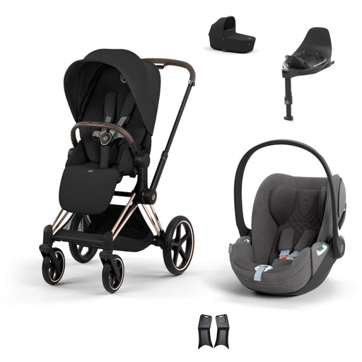 Cybex Priam Travel Sistem | Rosegold Sephia Black & Cloud T Plus Bazalı Mirage Grey — portbebe ve adaptör dahil