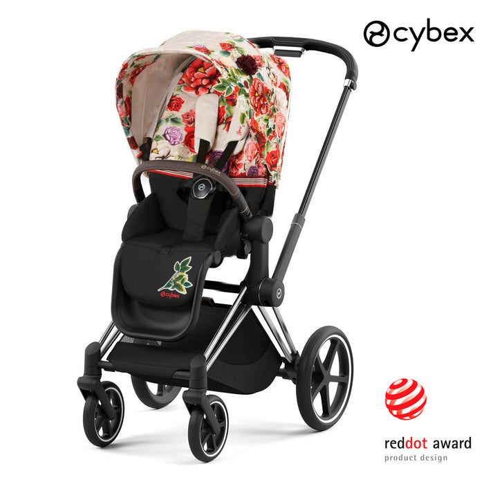 Cybex Priam (chrome black-özel seri Spring Blossom light) <br> (ikonik lüks bebek arabası)