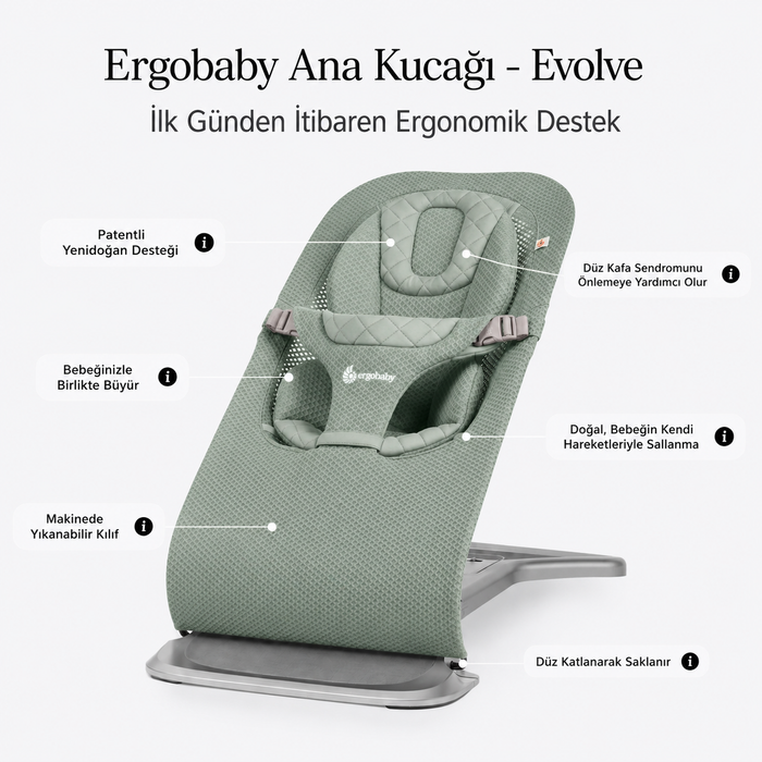 Ergobaby Bouncer | Evolve Mesh | Sage Green