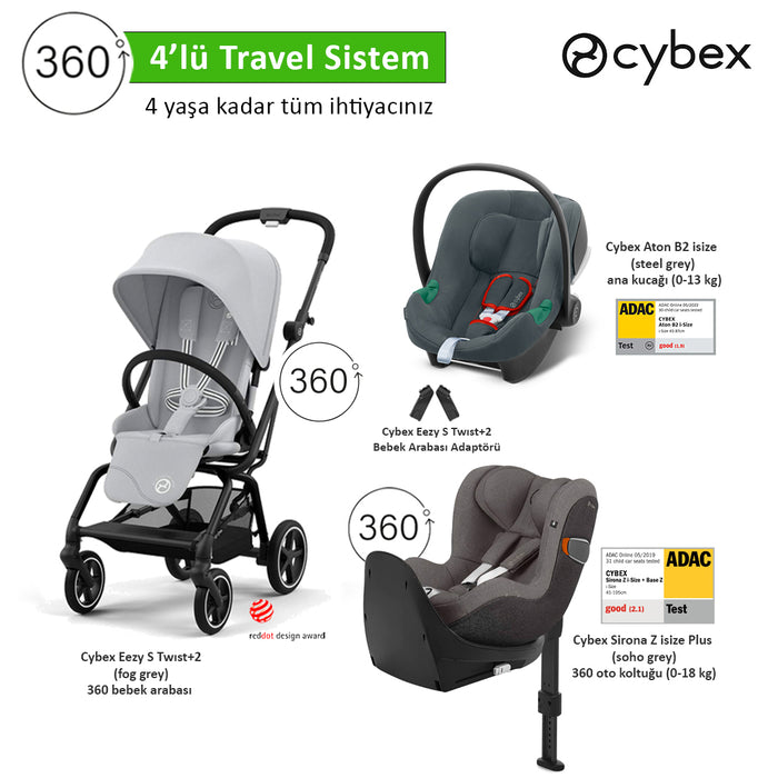 <u>4 li travel sistem indirimi </u><br>Cybex Eezy S 360 Twist+2 +<br> Cybex Aton B2 isize +<br>Cybex Sirona 360 isize +<br>Cybex Eezy Adaptör