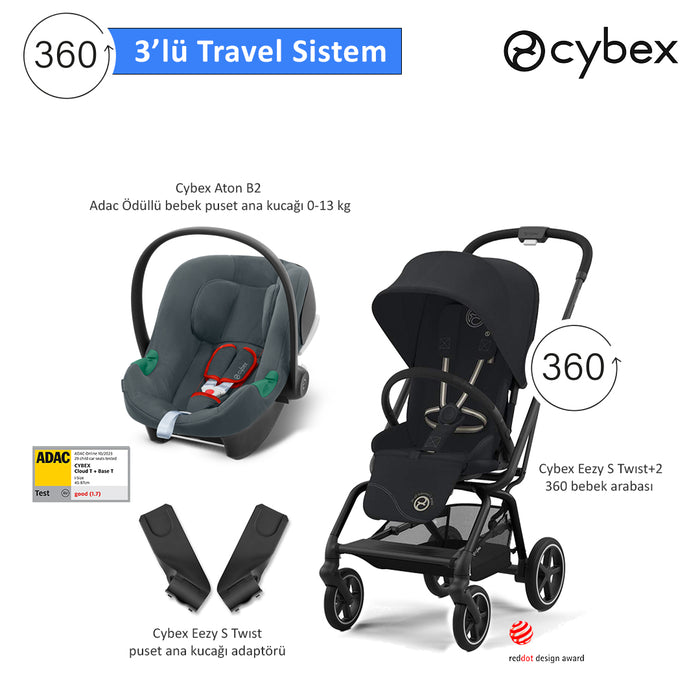 <u>3 lü travel sistem kampanyası</u><br>Cybex Eezy S 360 Twist2 +<br> Cybex Aton B2 isize + <br>Cybex Eezy Adaptör