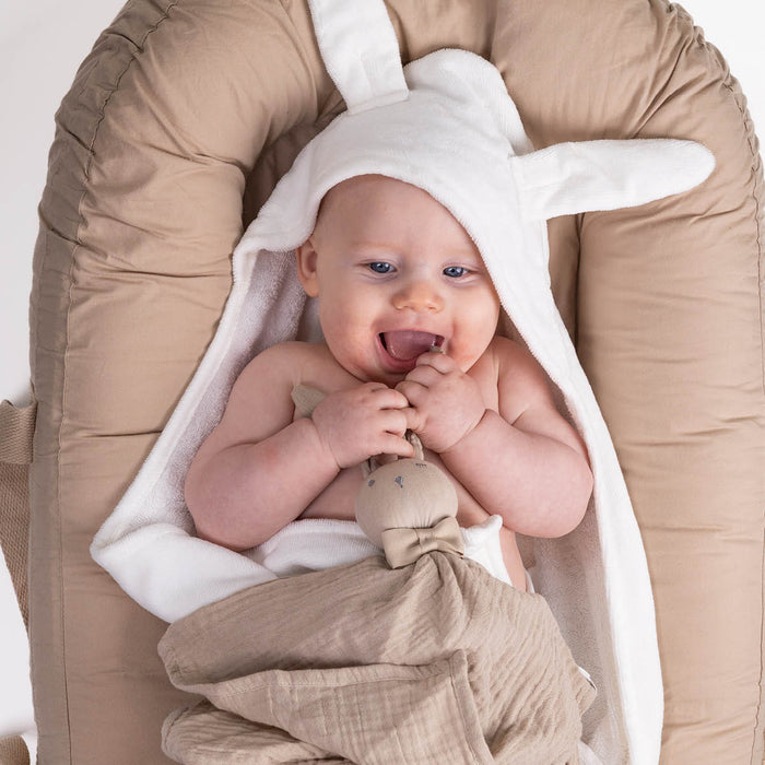 Elodie Details Kapüşonlu Bebek Havlusu Vanilla White Bunny