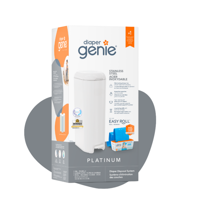 Diaper Genie Platinum bebek bezi kovası, Lily White