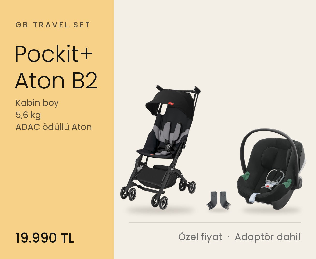 GB Pockit Plus ve Cybex Aton B2 travel set