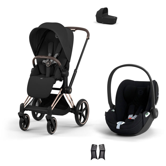 Cybex Priam Travel Sistem | Rosegold Sephia Black & Cloud T Plus Sephia Black — portbebe ve adaptör dahil