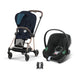 Cybex Mios Travel Sistem | Rosegold Midnight Blue & Aton Volcano Black — adaptör dahil