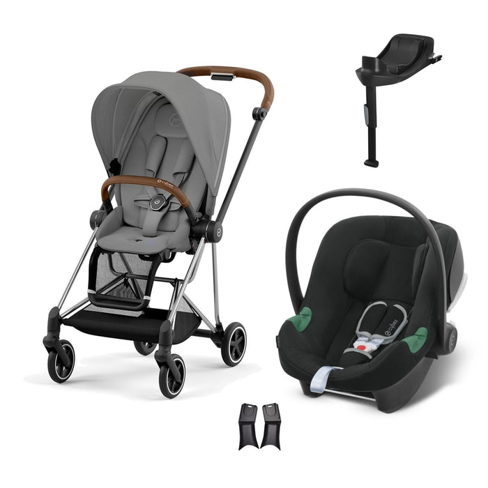 Cybex Mios Travel Sistem | Chrome Brown Mirage Grey & Aton B2 Bazalı Volcano Black — adaptör dahil