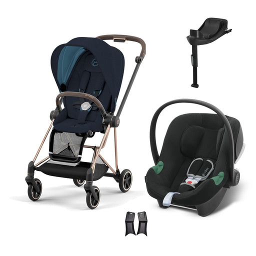 Cybex Mios Travel Sistem | Rosegold Midnight Blue & Aton B2 Bazalı Volcano Black — adaptör dahil