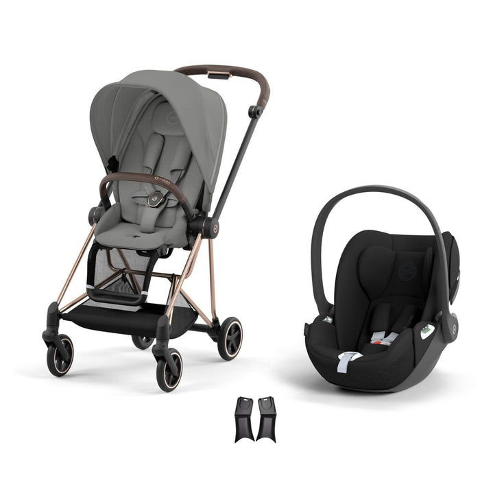 Cybex Mios Travel Sistem | Rosegold Mirage Grey & Cloud T Sephia Black — adaptör dahil