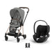 Cybex Mios Travel Sistem | Rosegold Mirage Grey & Cloud T Sephia Black — adaptör dahil