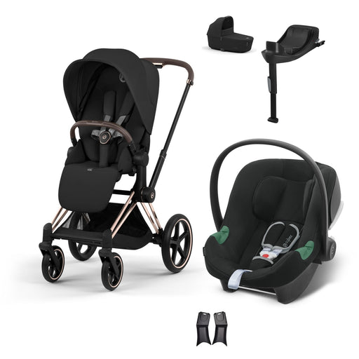 Cybex Priam Travel Sistem | Rosegold Sephia Black & Aton B2 Bazalı Volcano Black — portbebe ve adaptör dahil