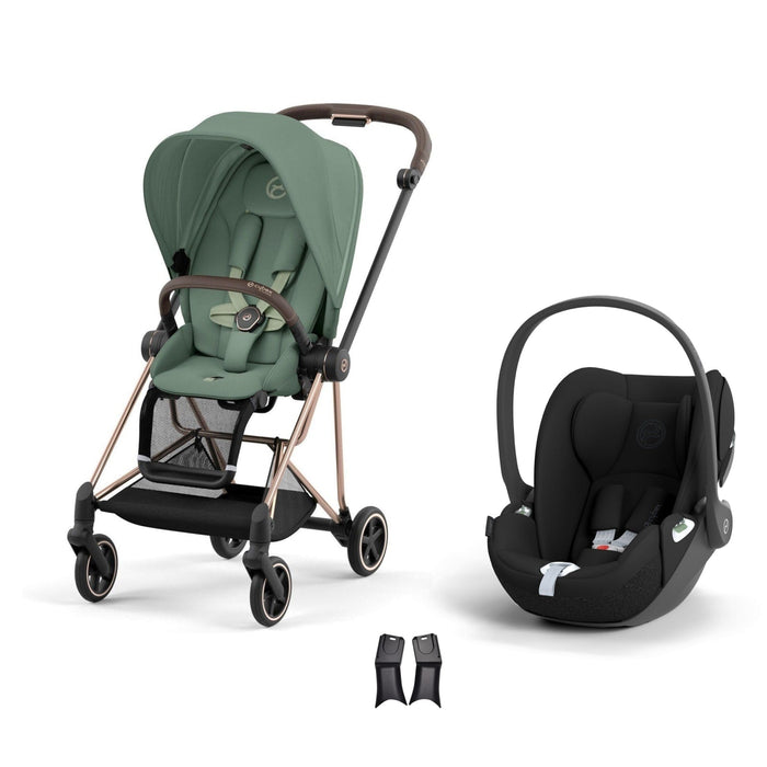 Cybex Mios Travel Sistem | Rosegold Leaf Green & Cloud T Sephia Black — adaptör dahil
