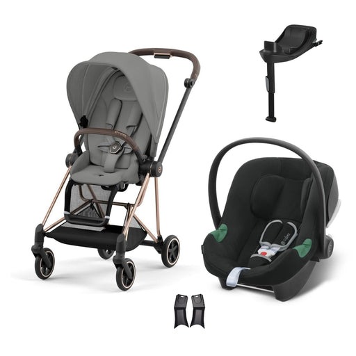 Cybex Mios Travel Sistem | Rosegold Mirage Grey & Aton B2 Bazalı Volcano Black — adaptör dahil
