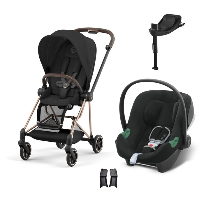 Cybex Mios Travel Sistem | Rosegold Sephia Black & Aton B2 Bazalı Volcano Black — adaptör dahil