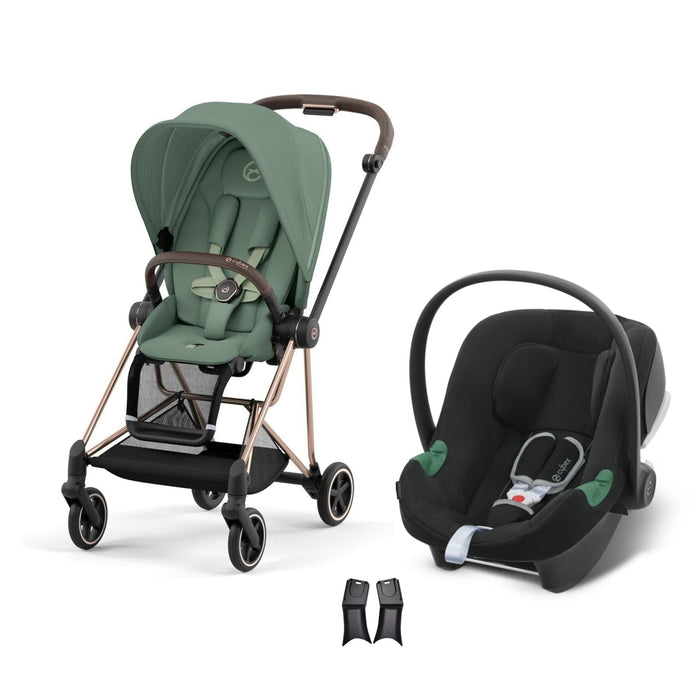 Cybex Mios Travel Sistem | Rosegold Leaf Green & Aton Volcano Black — adaptör dahil