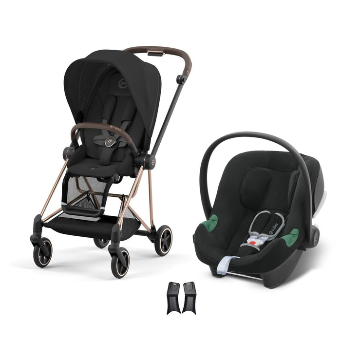 Cybex Mios Travel Sistem | Rosegold Sephia Black & Aton Volcano Black — adaptör dahil