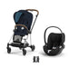 Cybex Mios Travel Sistem | Chrome Brown Midnight Blue & Cloud T Sephia Black — adaptör dahil