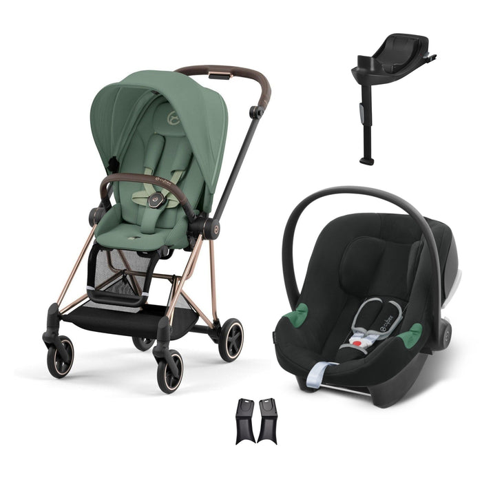 Cybex Mios Travel Sistem | Rosegold Leaf Green & Aton B2 Bazalı Volcano Black — adaptör dahil