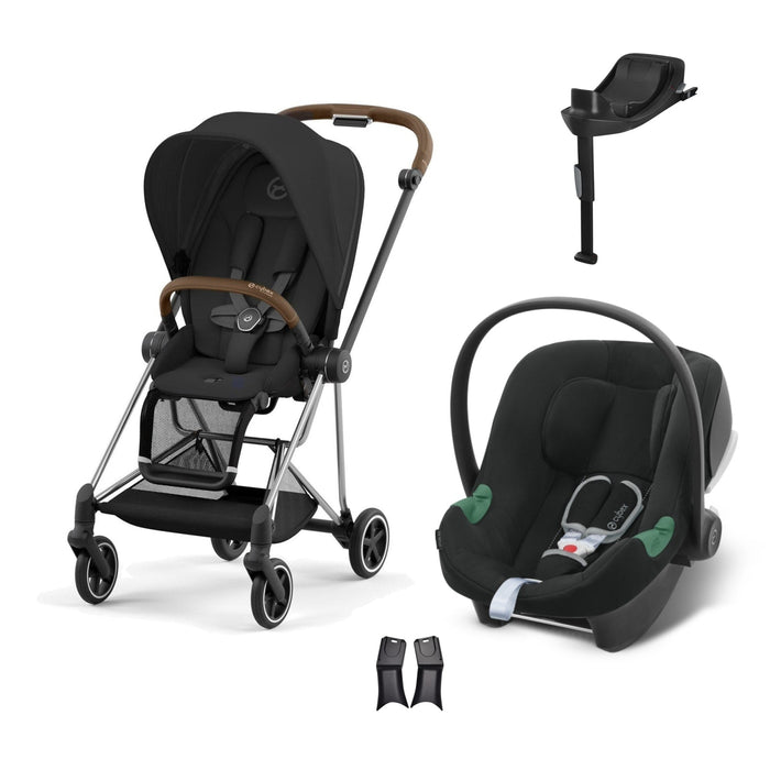 Cybex Mios Travel Sistem | Chrome Brown Sephia Black & Aton B2 Bazalı Volcano Black — adaptör dahil
