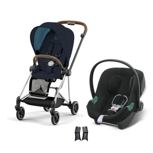 Cybex Mios Travel Sistem | Chrome Brown Midnight Blue & Aton Volcano Black — adaptör dahil