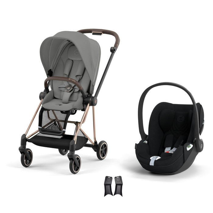 Cybex Mios Travel Sistem | Rosegold Mirage Grey & Cloud T Plus Sephia Black — adaptör dahil