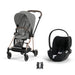 Cybex Mios Travel Sistem | Rosegold Mirage Grey & Cloud T Plus Sephia Black — adaptör dahil