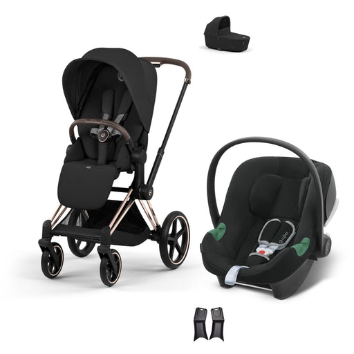 Cybex Priam Travel Sistem | Rosegold Sephia Black & Aton Volcano Black — portbebe ve adaptör dahil
